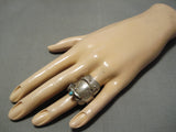 Exceptional Vintage Native American Navajo Saddle Turquoise Sterling Silver Ring-Nativo Arts