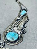 One Of The Most Ornate Vintage Native American Navajo Turquoise Sterling Silver Necklace-Nativo Arts