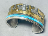 Dreaming Desert Vintage Native American Navajo Sterling Silver Turquoise Inlay Bracelet-Nativo Arts