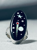 Midnight Space Inlay Native American Navajo Opal Sterling Silver Ring-Nativo Arts