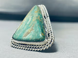 Contouring Native American Navajo Green Turquoise 30 Gram Sterling Silver Ring-Nativo Arts