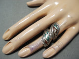 Fantastic Vintage Navajo Turquoise Sterling Silver Ring Native American Old-Nativo Arts