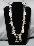 Rare Native American Zuni Native Turquoise Disney Sterling Silver Squash Blossom Necklace-Nativo Arts