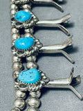 Squash Naja Vintage Native American Navajo Turquoise Sterling Silver Squash Blossom Necklace-Nativo Arts