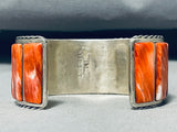 Native American One Of The Best Rectangular Spiny Oyster Navajo Sterling Silver Bracelet-Nativo Arts