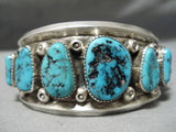 Native American Heavy Thick Sterling Silver Shell Bead Turquoise Bracelet Old Pawn-Nativo Arts