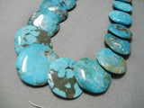 Native American Amazing Rare Round Turquoise Graduating Sterling Silver Necklace-Nativo Arts
