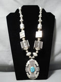 One Of Best Vintage Native American Navajo Thomas Singer Turquoise Sterling Silver Necklace-Nativo Arts
