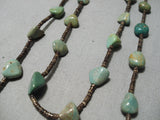 Native American Rare Longer Vintage Navajo Chunky Green Turquoise Sterling Silver Necklace-Nativo Arts