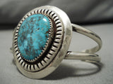 Rare Pilot Mountain Turquoise Vintage Native American Navajo Sterling Silver Bracelet Old-Nativo Arts