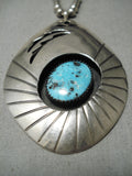 Museum Vintage Native American Navajo Persin Turquoise Sterling Silver Necklace Old-Nativo Arts