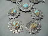 623 Gram Native American #8 Turquoise Sterling Silver Squash Blossom Necklace-Nativo Arts