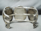 Signed Vintage Native American Navajo Variscite Sterling Silver Bracelet Old-Nativo Arts