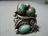 Incredible Vintage Native American Navajo Cerrillos Turquoise Sterling Silver Ring Old-Nativo Arts