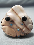 Fascinating Navajo Shell Sterling Silver Frog Ring Native American-Nativo Arts