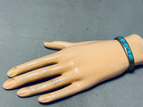 Native American Smaller Wrist Vintage Navajo Spiderweb Turquoise Sterling Silver Bracelet-Nativo Arts