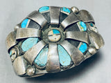 Most Unique Vintage Native American Zuni Turquoise Face Sterling Silver Bracelet-Nativo Arts