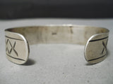 Rare Vintage Native American Navajo Whirling Logs Sterling Silver Bracelet Cuff-Nativo Arts