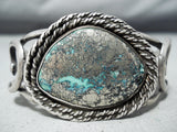 Rare Dense Fool's Gold Vintage Native American Navajo Turquoise Sterling Silver Bracelet-Nativo Arts