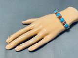 Marvelous Native American Navajo Old Kingman Turquoise Coral Sterling Silver Bracelet-Nativo Arts