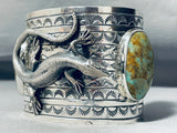 Huge Lizard Native American Royston Turquoise Sterling Silver Bracelet-Nativo Arts