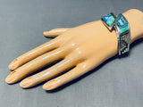 Important Vintage Native American Navajo Opal Sterling Silver Geomtric Bracelet-Nativo Arts