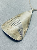 Amazing Vintage Native American Navajo Sterling Silver Teardrop Necklace Old-Nativo Arts