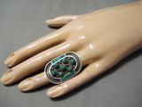 One Of The Best Vintage Native American Zuni Green Turquoise Sterling Silver Ring Old-Nativo Arts