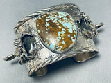 Fascinating San Felipe Signed 8 Turquoise Sterling Silver Scorpions Bracelet-Nativo Arts