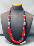 Drop Dead Gorgeous Singer Native American Navajo Sterling Silver Coral Necklace-Nativo Arts