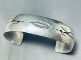 Slim Roadrunner Vintage Native American Navajo Nsterling Silver Bracelet-Nativo Arts