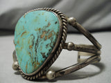 Huge Vintage Native American Navajo Tom Begay Green Turquyoise Sterling Silver Bracelet Cuff Old-Nativo Arts