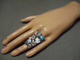 Important Vintage Native American Navajo Alex Sanchez Huge Turquoise Sterling Silver Ring-Nativo Arts