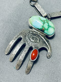 Quality Santo Domingo Carico Lake Turquoise Coral Sterling Silver Necklace-Nativo Arts