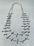 Absolutely Incredible Vintage Native American Navajo Sterling Silver Bird Fetish Necklace-Nativo Arts