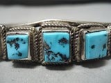 Magnificent Vintage Native American Navajo Square Turquoise Sterling Silver Bracelet-Nativo Arts