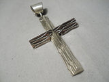 Native American Quality Vintage Navajo Hand Tooled Sterling Silver Cross Pendant-Nativo Arts