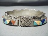 Ted Goodluck Important Vintage Native American Navajo Turquoise Sterling Silver Bracelet-Nativo Arts
