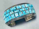 Native American One Of The Best Ever Vintage Navajo Turquoise Channel Sterling Silver Bracelet-Nativo Arts
