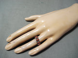 Marvelous Bahe Navajo Coral Sterling Silver Ring Native American-Nativo Arts