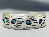 Outstanding Native American Navajo Turquoise Sterling Silver Bracelet Signed-Nativo Arts