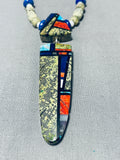 Native American Important Vintage Santo Domingo Turquoise Inlay Sterling Silver Necklace-Nativo Arts