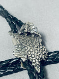 Astonishing Native American Navajo Sterling Silver Toad Bolo Signed-Nativo Arts