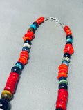 Rare Circle Coral Native American Navajo Turquoise Coral Amethyst Sterling Silver Necklace-Nativo Arts