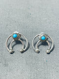 Pretty Native American Navajo Turquoise Sterling Silver Earrings-Nativo Arts