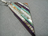 One Of The Best Vintage Santo Domingo Native American Turquoise Inlay Earrings-Nativo Arts