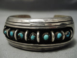Museum Vintage Native American Navajo Bisbee Snake Eyes Turquoise Sterling Silver Bracelet-Nativo Arts