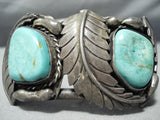 One Of The Best Vintage Native American Navajo Leaf Turquoise Sterling Silver Museum Bracelet-Nativo Arts