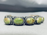 Smithsonian Artist Vintage Native American Navajo Green Turquoise Sterling Silver Bracelet-Nativo Arts