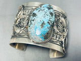 Spectacular Native American Navajo Blue Diamond Turquoise Sterling Silver Bracelet Signed-Nativo Arts